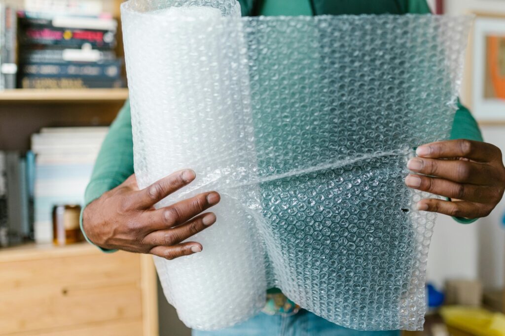 Closeup of a bubble wrap roll for future moves