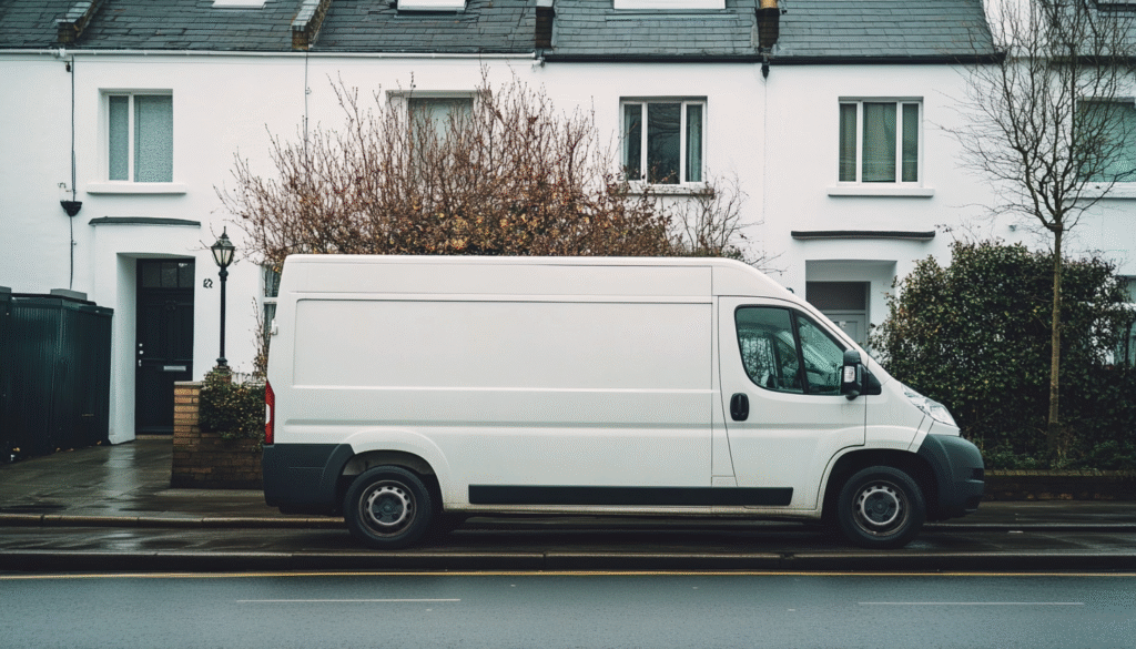 White Van Parked Outside The New Home